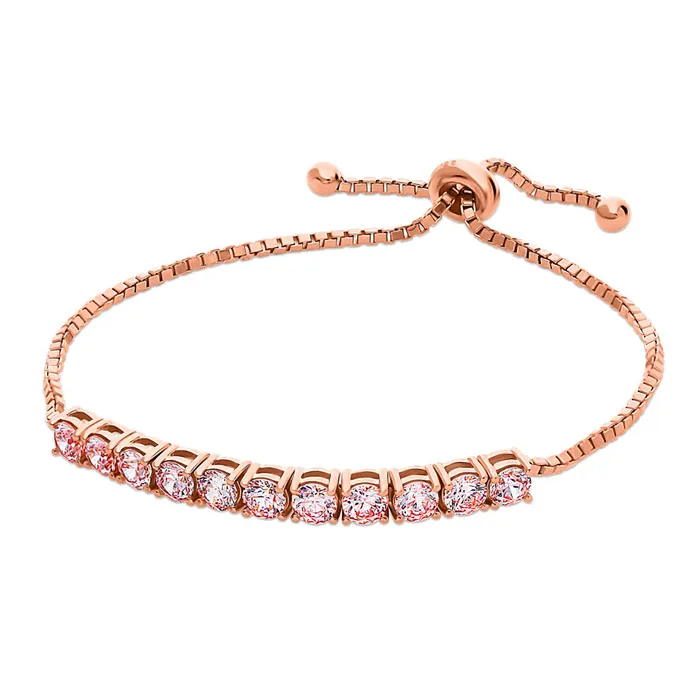 BERRICLE Bracelets Bar CZ Tennis Bracelet in Rose Gold Flashed Sterling Silver 49