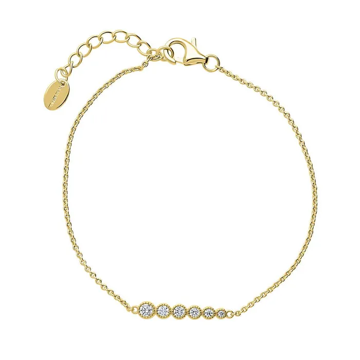 BERRICLE Bracelets Bubble Bar CZ Rolo Chain Bracelet in Gold Flashed Sterling Silver