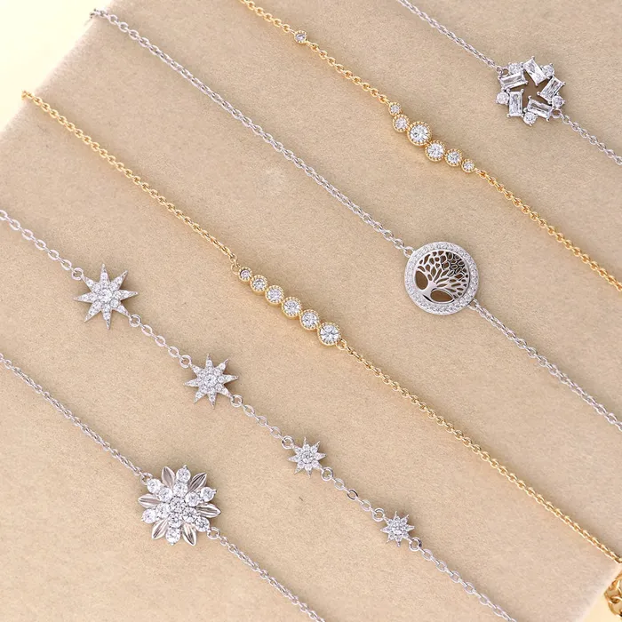 BERRICLE Bracelets Bubble Bar CZ Rolo Chain Bracelet in Gold Flashed Sterling Silver