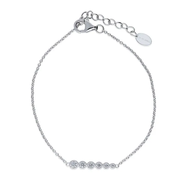 BERRICLE Bubble Bar CZ Rolo Chain Bracelet in Sterling Silver Bracelets