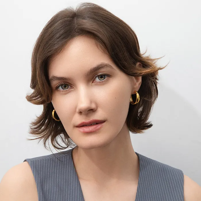 BERRICLE Earrings Dome Hoop Earrings in Sterling Silver 2 Pairs
