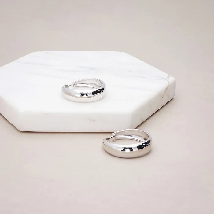 BERRICLE Earrings Dome Hoop Earrings in Sterling Silver 2 Pairs