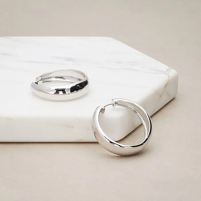 BERRICLE Earrings Dome Hoop Earrings in Sterling Silver 2 Pairs