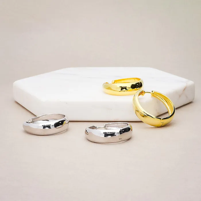 BERRICLE Earrings Dome Hoop Earrings in Sterling Silver 2 Pairs
