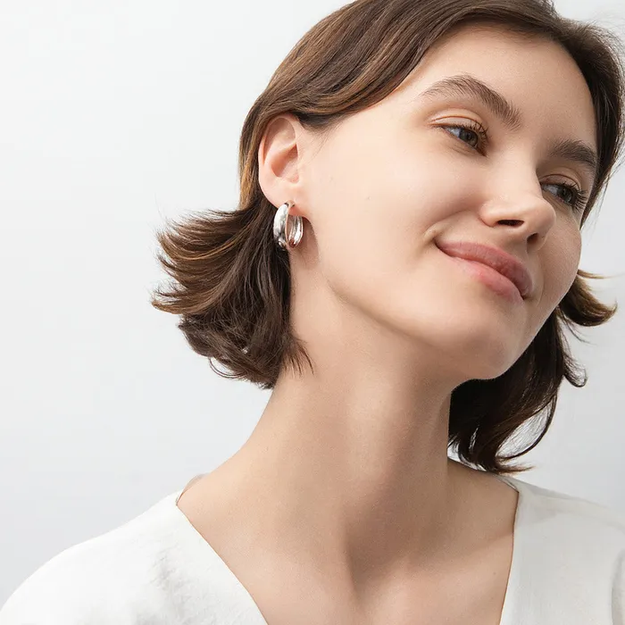 BERRICLE Earrings Dome Hoop Earrings in Sterling Silver 2 Pairs