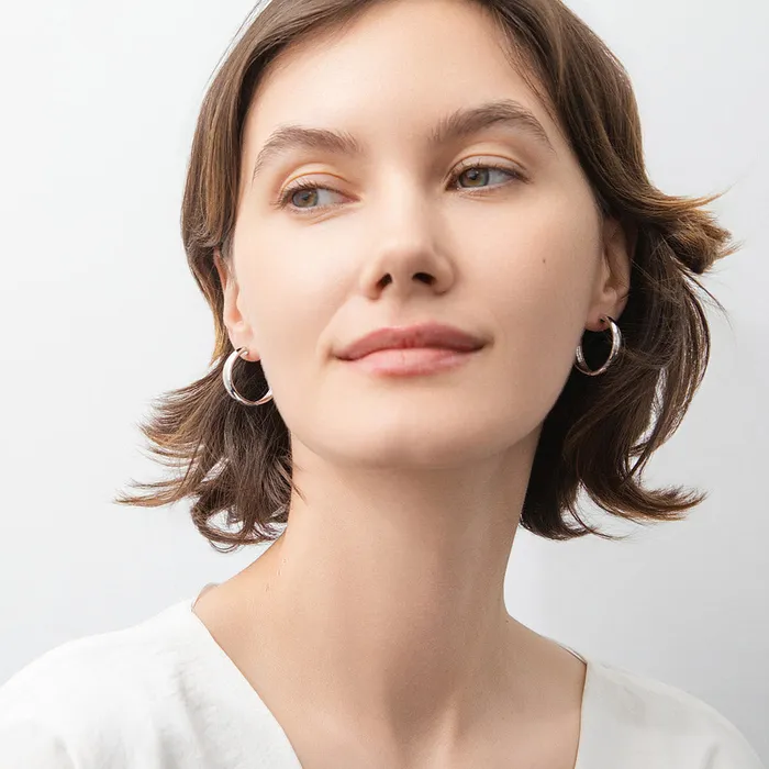 BERRICLE Earrings Dome Hoop Earrings in Sterling Silver 2 Pairs