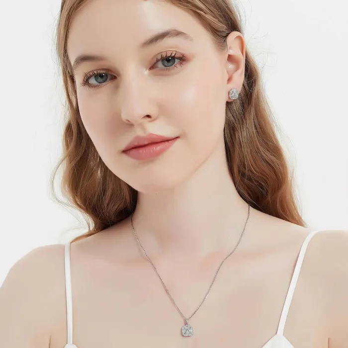 BERRICLE Earrings Halo Vintage Inspired Art Deco CZ Set in Sterling Silver