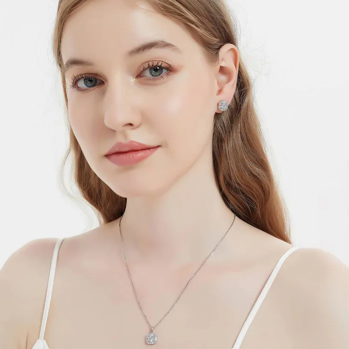 BERRICLE Earrings Halo Vintage Inspired Art Deco CZ Set in Sterling Silver