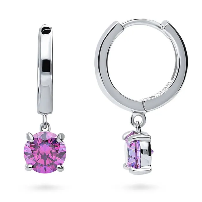 BERRICLE Earrings Solitaire CZ Earrings in Sterling Silver 16ct