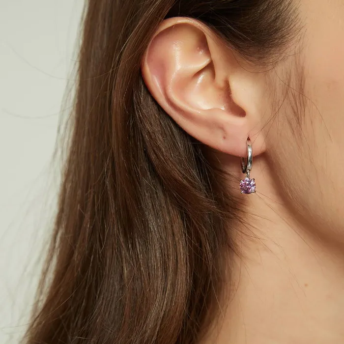 BERRICLE Earrings Solitaire CZ Earrings in Sterling Silver 16ct