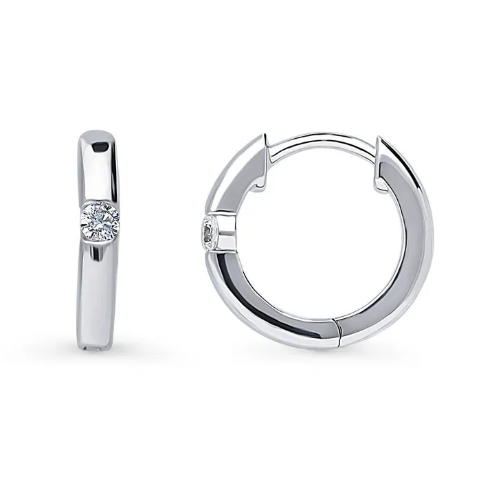 BERRICLE Earrings Solitaire CZ Hoop Earrings in Sterling Silver 2 Pairs