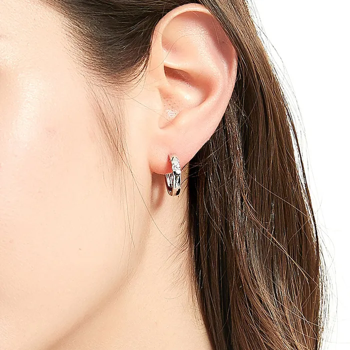 BERRICLE Earrings Solitaire CZ Hoop Earrings in Sterling Silver 2 Pairs