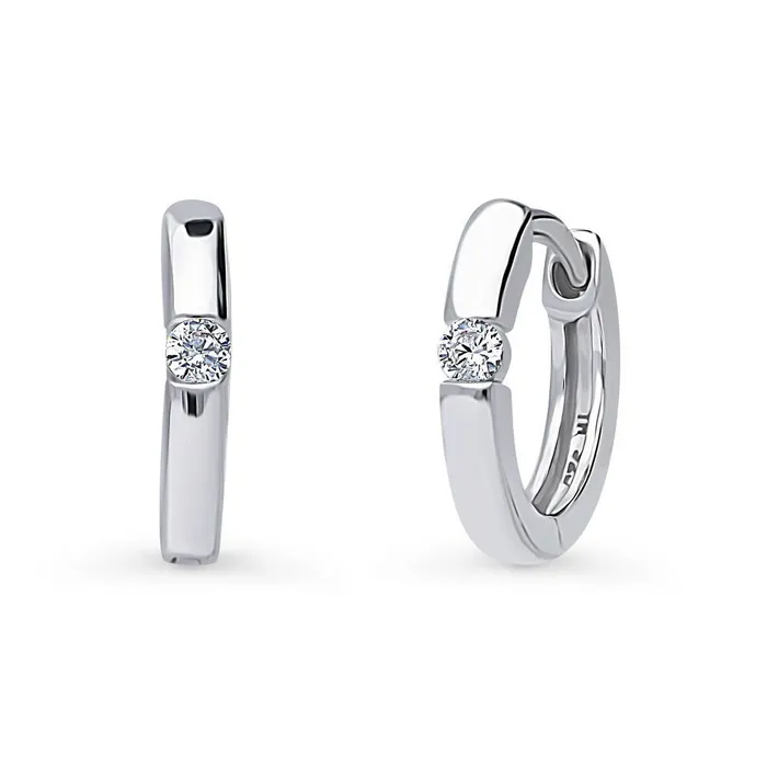 BERRICLE Earrings Solitaire CZ Hoop Earrings in Sterling Silver 2 Pairs