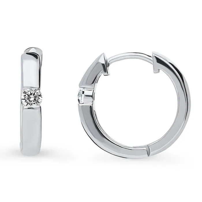 BERRICLE Earrings Solitaire CZ Hoop Earrings in Sterling Silver 2 Pairs