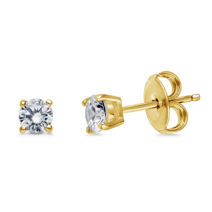 BERRICLE Earrings Solitaire CZ Stud Earrings in Gold Flashed Sterling Silver BERRICLE Earrings Solitaire CZ Stud Earrings in Gold Flashed Sterling Silver