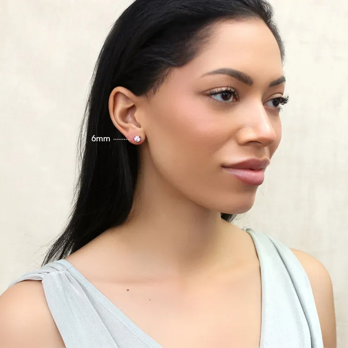 BERRICLE Earrings Solitaire CZ Stud Earrings in Gold Flashed Sterling Silver