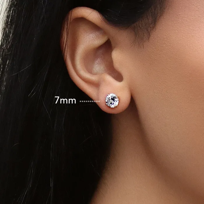 BERRICLE Earrings Solitaire CZ Stud Earrings in Gold Flashed Sterling Silver