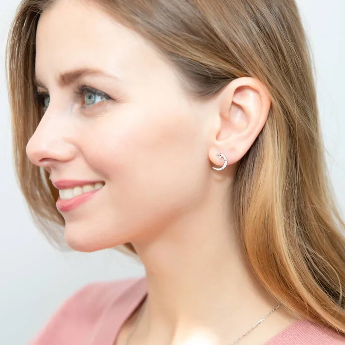 BERRICLE Earrings Star Moon CZ Stud Earrings in Sterling Silver