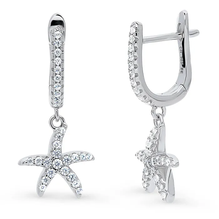 BERRICLE Earrings Starfish CZ Dangle Earrings in Sterling Silver