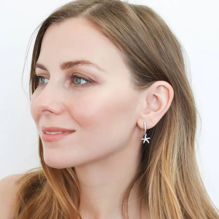 BERRICLE Earrings Starfish CZ Dangle Earrings in Sterling Silver