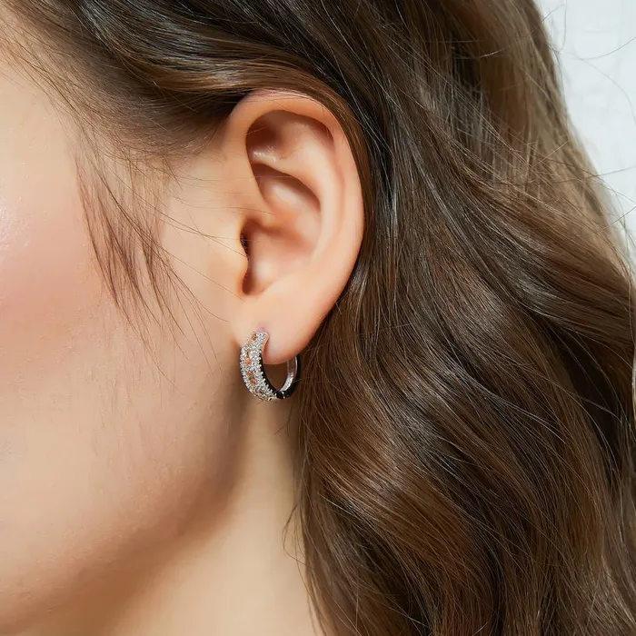 BERRICLE Earrings Yellow CZ Small Hoop Earrings in Sterling Silver 057
