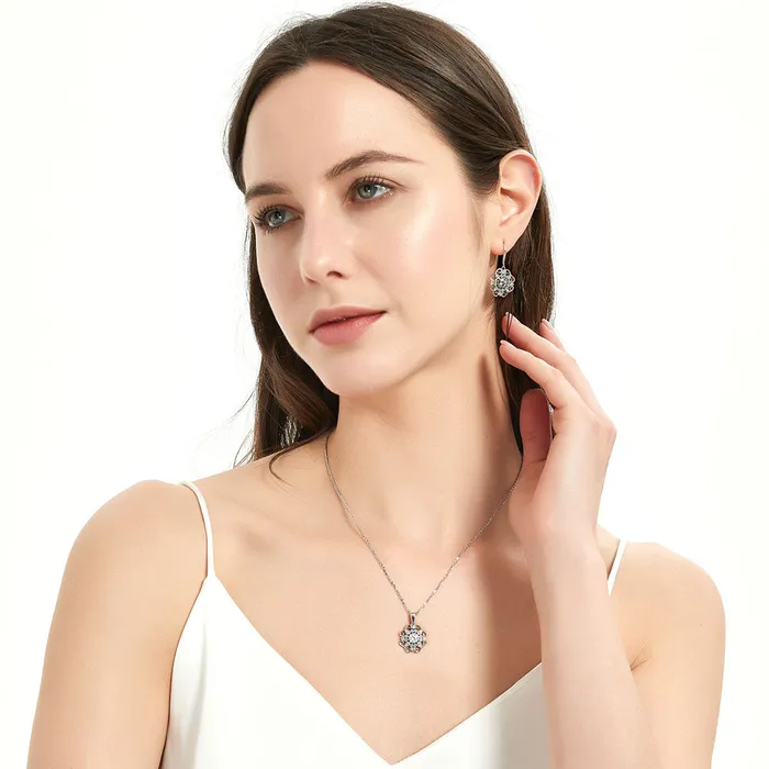 BERRICLE Halo Flower CZ Fish Hook Earrings in Sterling Silver Earrings