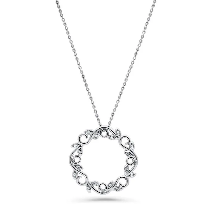 BERRICLE Leaf Filigree CZ Necklace in Sterling Silver Necklaces