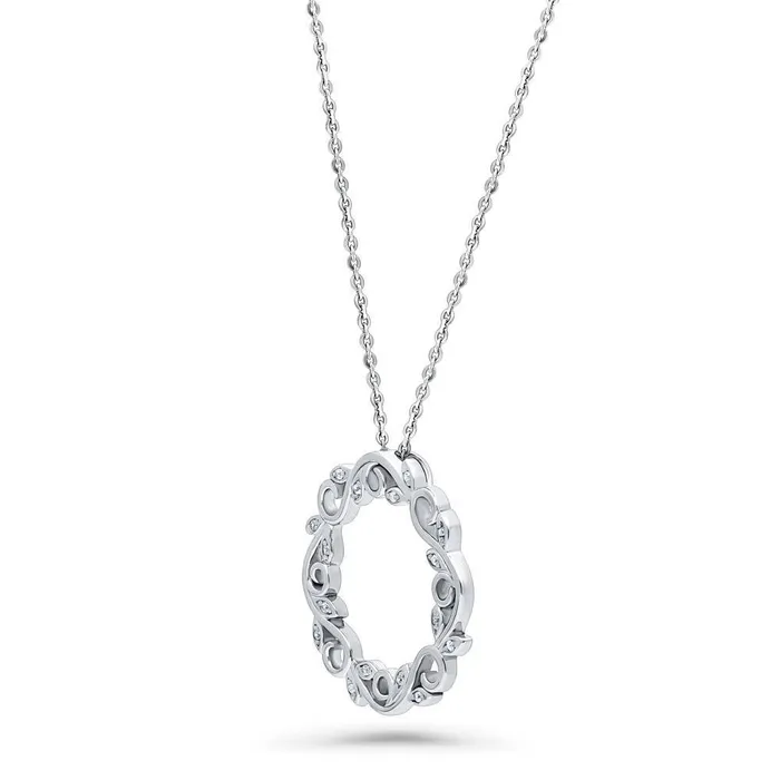 BERRICLE Leaf Filigree CZ Necklace in Sterling Silver Necklaces