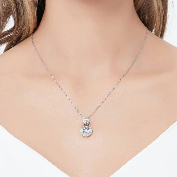 BERRICLE Necklaces 2Stone Cable CZ Necklace in Sterling Silver