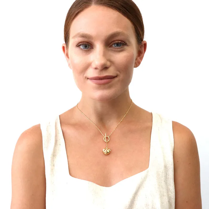 BERRICLE Necklaces Heart Open Circle CZ Toggle Lariat Necklace