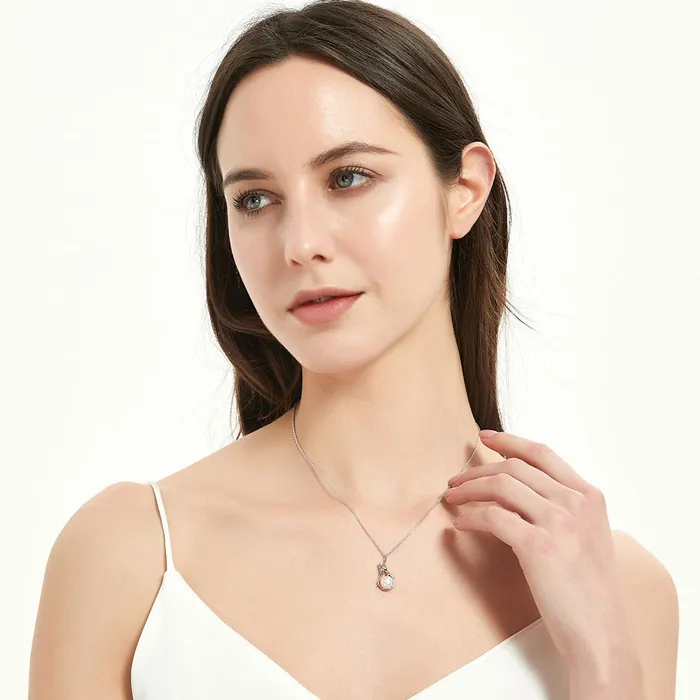 BERRICLE Necklaces Mermaid Button Cultured Pearl Necklace in Sterling Silver
