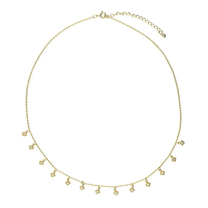 BERRICLE Necklaces Milgrain CZ Station Necklace in Gold Flashed Sterling Silver BERRICLE Necklaces Milgrain CZ Station Necklace in Gold Flashed Sterling Silver