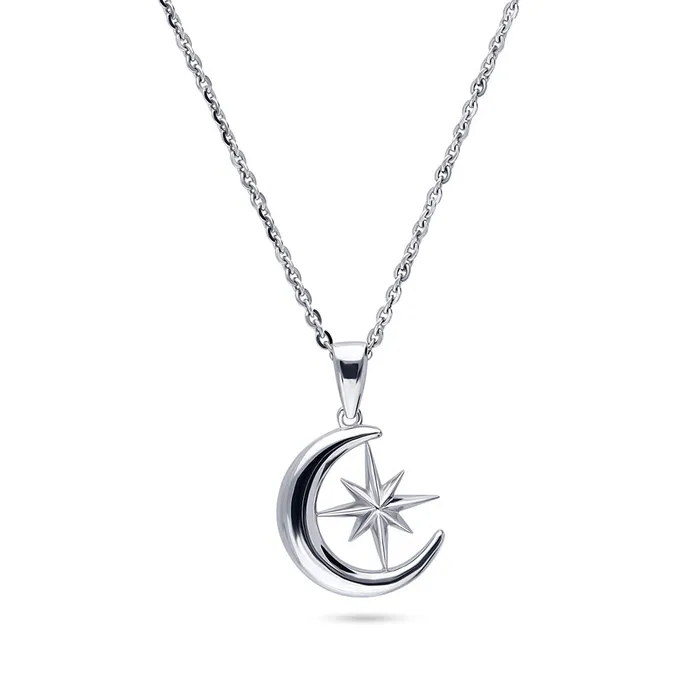 BERRICLE Necklaces Moon North Star Necklace in Sterling Silver