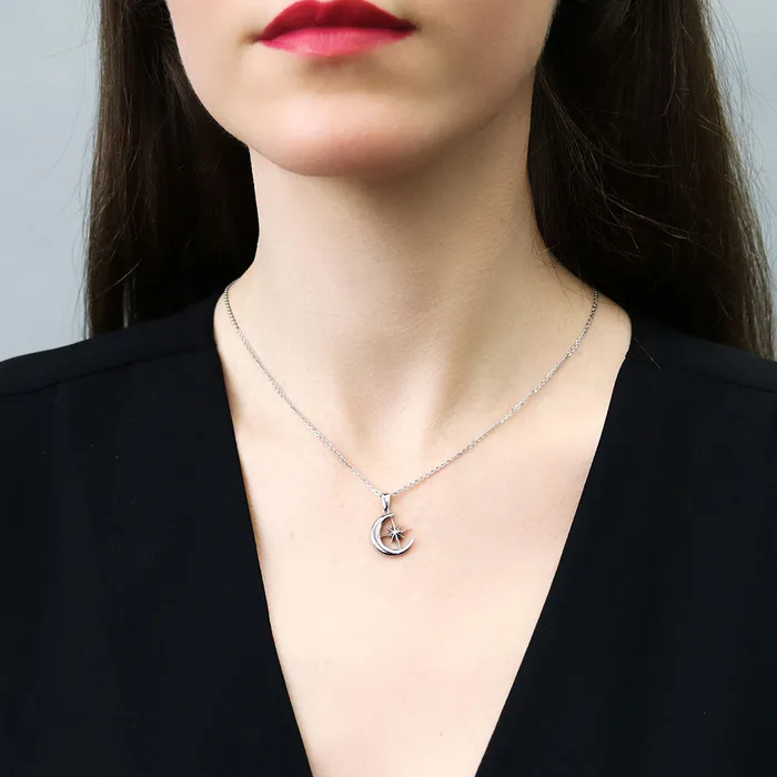 BERRICLE Necklaces Moon North Star Necklace in Sterling Silver
