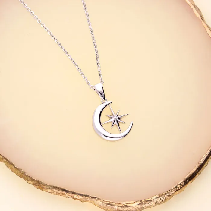 BERRICLE Necklaces Moon North Star Necklace in Sterling Silver