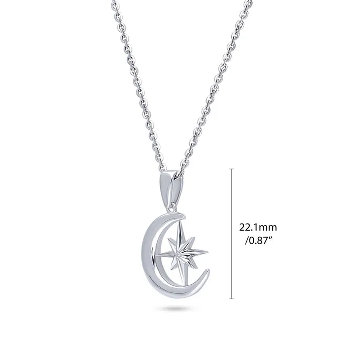 BERRICLE Necklaces Moon North Star Necklace in Sterling Silver