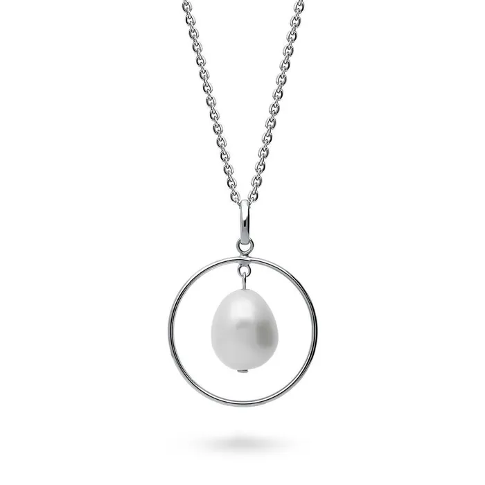 BERRICLE Necklaces Open Circle Baroque Cultured Pearl Necklace in Sterling Silver BERRICLE Necklaces Open Circle Baroque Cultured Pearl Necklace in Sterling Silver