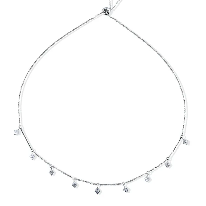 BERRICLE Necklaces Rhombus CZ Station Necklace in Sterling Silver