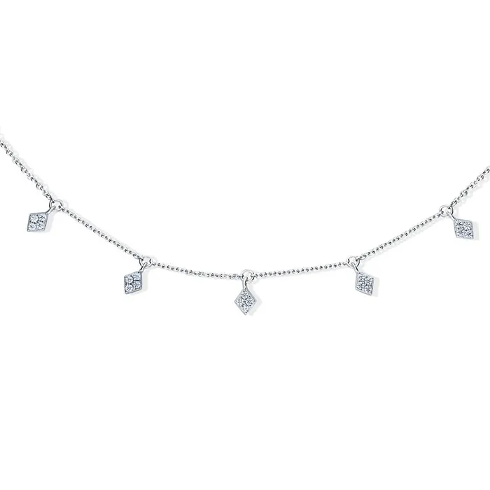BERRICLE Necklaces Rhombus CZ Station Necklace in Sterling Silver