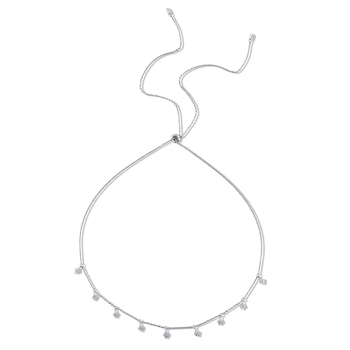 BERRICLE Necklaces Rhombus CZ Station Necklace in Sterling Silver