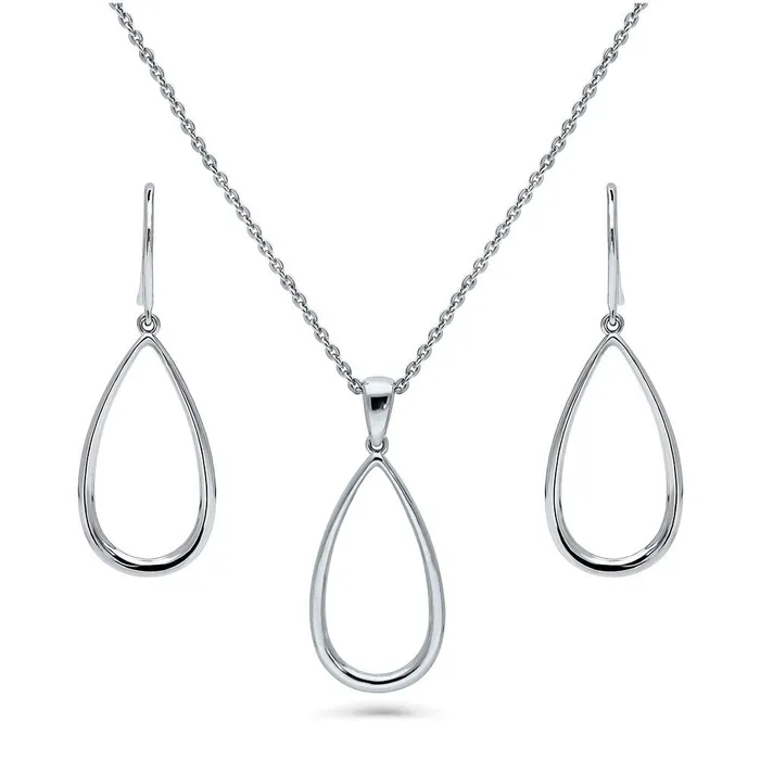 BERRICLE Necklaces Teardrop Necklace and Earrings in Sterling Silver