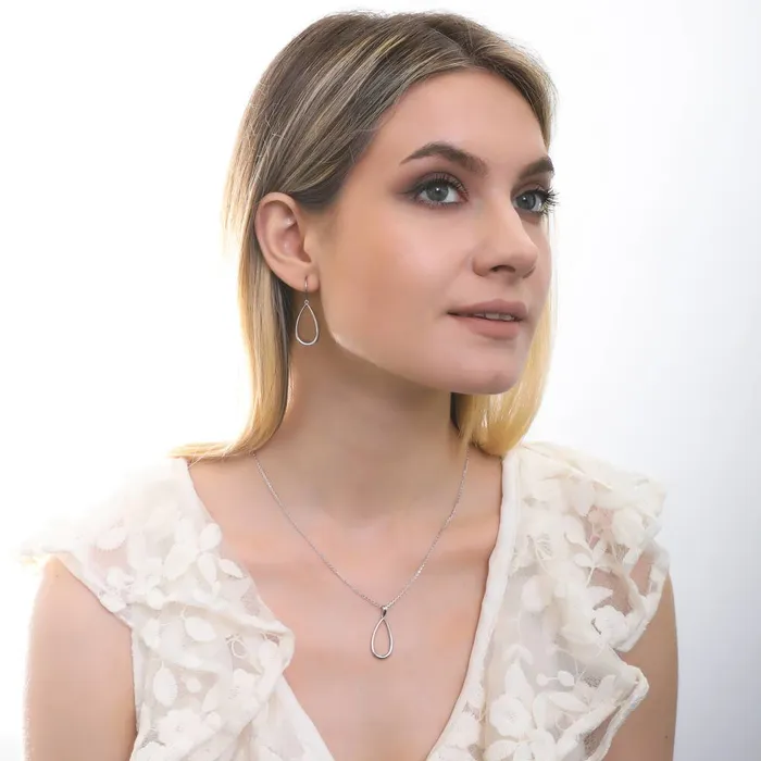 BERRICLE Necklaces Teardrop Necklace and Earrings in Sterling Silver