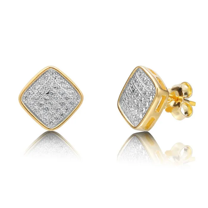 BERRICLE Square CZ Stud Earrings in Gold Flashed Sterling Silver Earrings
