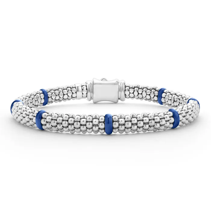 Blue Caviar Ultramarine Ceramic Station Caviar Bracelet 6mm LAGOS Bracelets