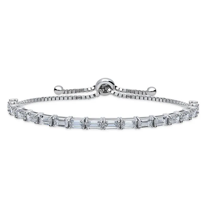 Bracelets BERRICLE Emerald Cut CZ Tennis Bracelet in Sterling Silver 49