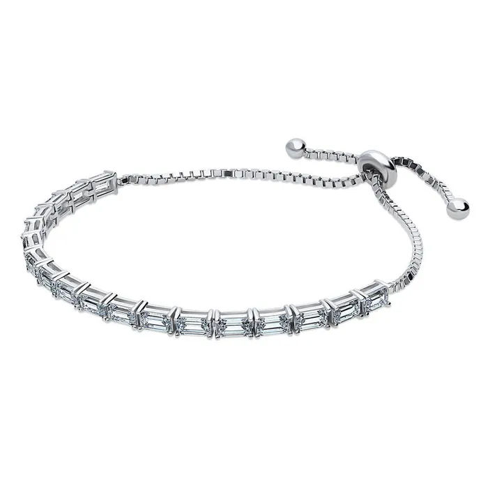 Bracelets BERRICLE Emerald Cut CZ Tennis Bracelet in Sterling Silver 49