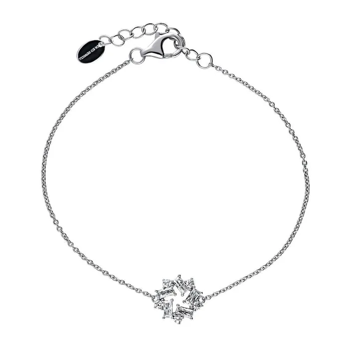 Bracelets BERRICLE Wreath CZ Rolo Chain Bracelet in Sterling Silver