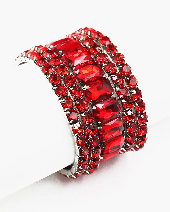 Bracelets CHECK20241 Faceted Crystal Stone Layered Bracelet Set