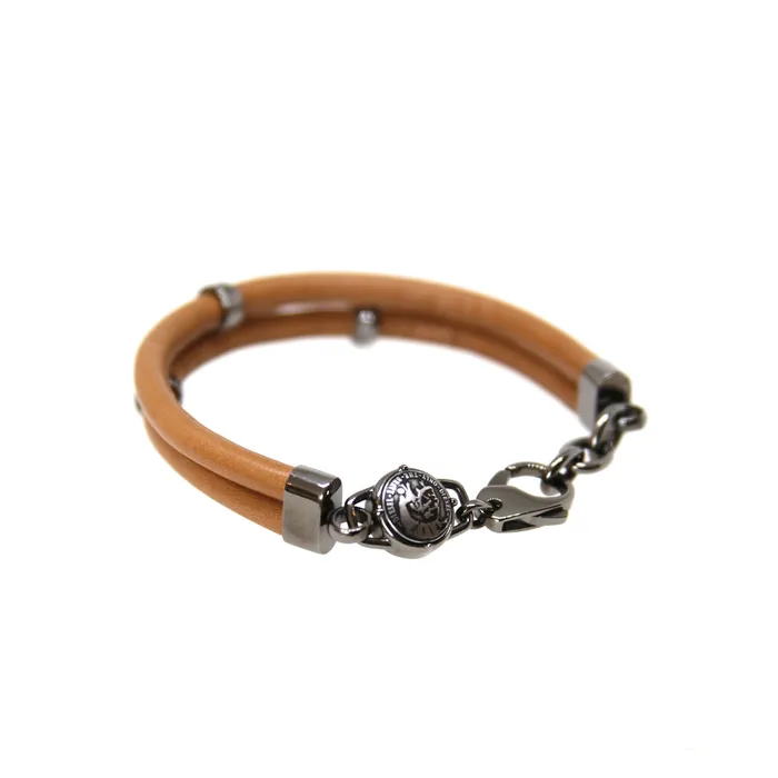 Bracelets Diesel Mens Bracelet Base Meta With Gun Metal Color Light Brown Leather Diesel Bracelets Diesel Mens Bracelet Base Meta With Gun Metal Color Light Brown Leather Diesel