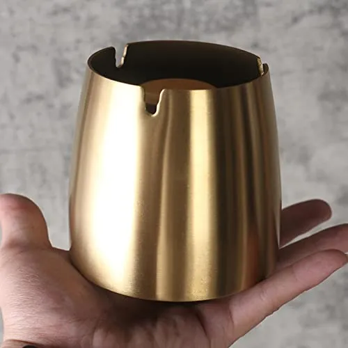 Bracelets Dropshipped via Social Commerce Network MILAAN Windproof Ashtray with Lid Stainless Steel Rainproof for Smoking Smokers Gold